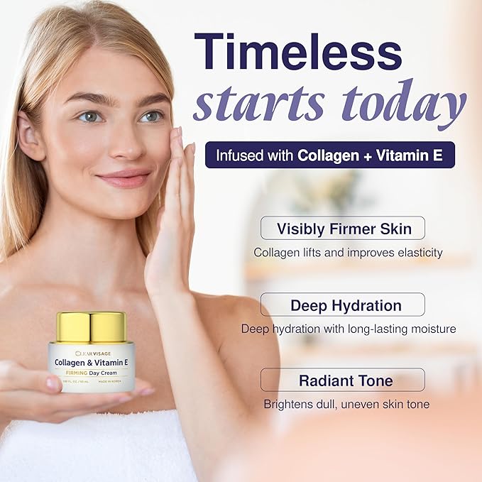 Collagen & Vitamin E Face Moisturizer - Dermatologist Tested, Anti Aging, Korean Skin Care - Hydrates, Strengthens Moisture Barrier, Smooth Makeup - Vegan, Clean Beauty - 1.69 Fl Oz