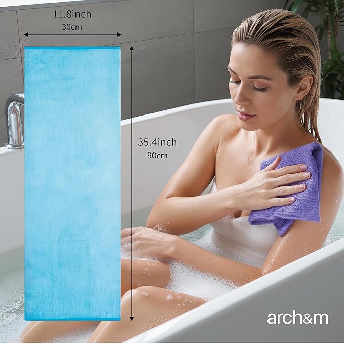 ARCH&M Exfoliating Washcloth 12 Pack Back Scrubber for Shower Towel Body Scrubber Microabrasion Sponge Japanese Bath Wash Korean Exfoliating Beauty Wash Cloth Loofah Scrubber OPNB