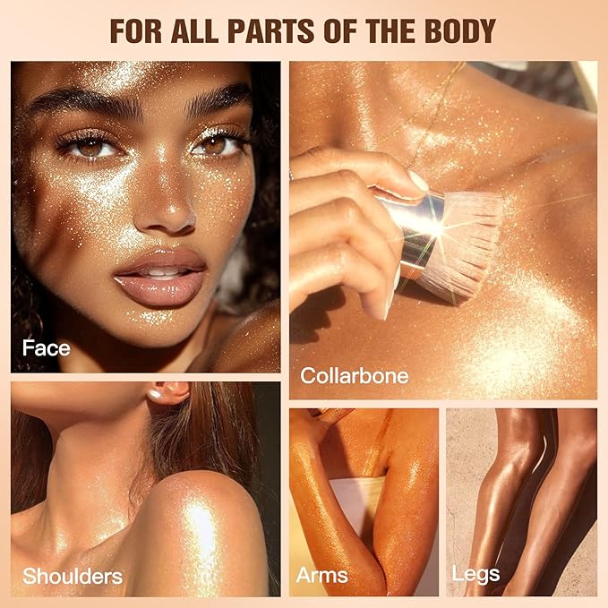 Body Glow Oil, SPF 35 Sunscreen Shimmer Body Oil, Waterproof Non Sticky Moisturizing Coconut, Lightweight Glowing Lotion, Gives Skin a Glowy Finish 2.03 fl oz, ROSE