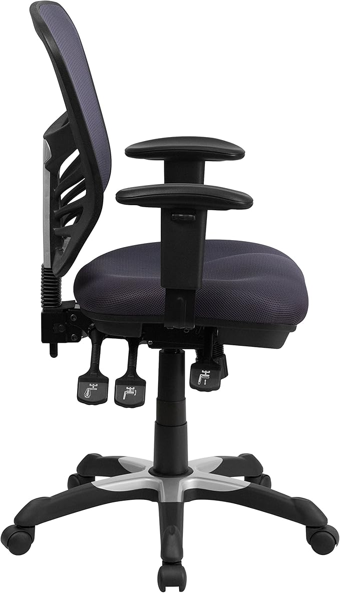 Flash Furniture Nicholas Mid-Back Swivel Office and Gaming Chair, Ergonomic Mesh Office Chair with Adjustable Lumbar Support and Height, Dark Gray