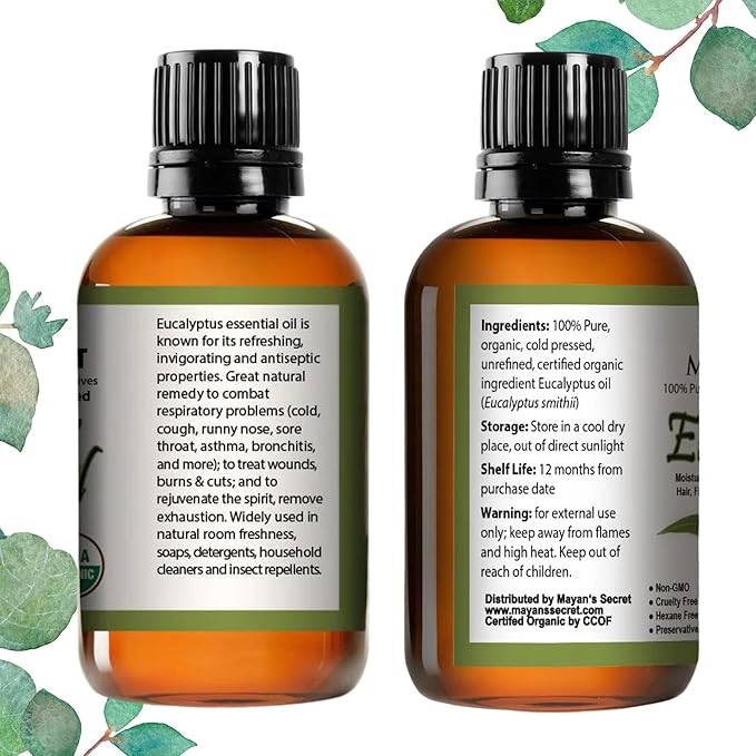 Pure Carrier and Essential Oils for Skin Care, Hair, Body Moisturizer for Face-Anti Aging Skin Care (Eucalyptus Smithii Organic Oil, 4oz)