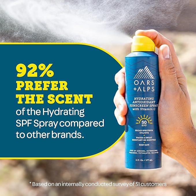 Oars + Alps SPF 50 Face & Body Broad Spectrum Sunscreen Spray | Fast-Absorbing, Lightweight, Non-Greasy, Hawaii Reef Act 104 Compliant, Water-Resistant, Octinoxate + Oxybenzone Free, 6 Oz, 1 Pack