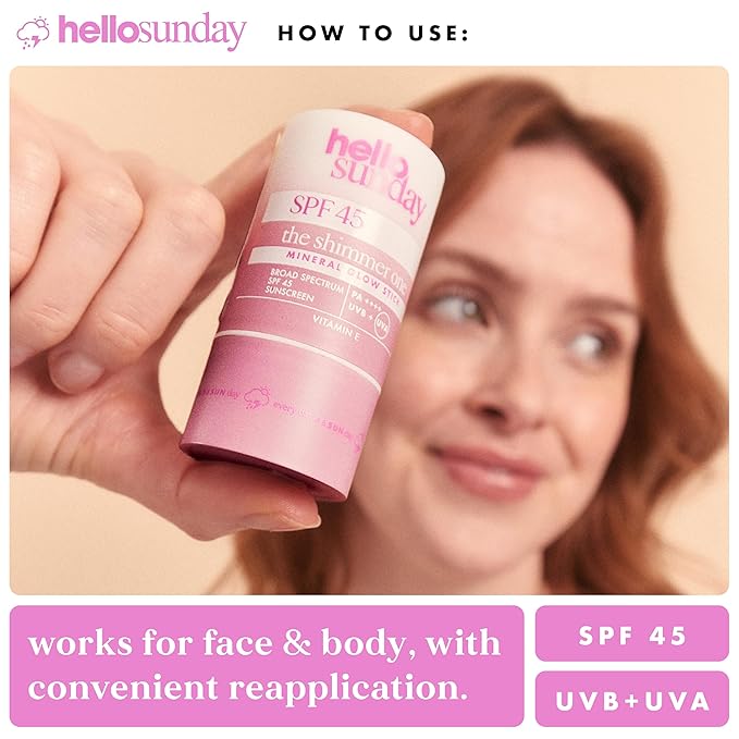 The Shimmer One Mineral Glow Stick SPF 45 Pa Plus by Hello Sunday for Women - 0.7 oz Sunscreen