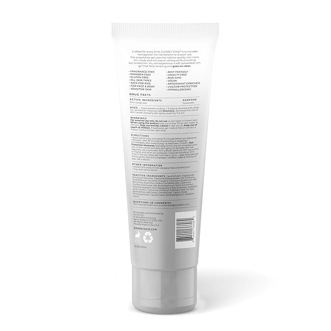 Sonrei Clearly Zinq Mineral Gel Sunscreen SPF 60 – 24% Non-Nano Zinc Oxide, Broad Spectrum UVA/UVB, Reef Safe, Vegan, Fragrance-Free, Clear Gel for Face & Body, 3.40 Fl Oz (Pack of 1)