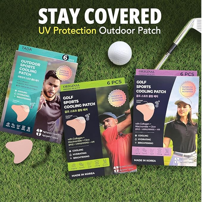Sun Patch, Under Eye UV Protection for Golf, Hiking, Driving, Outdoor Sports | Cooling Sunblock Patches, Scar & Sun Damage Protection (2 Pack (Green))