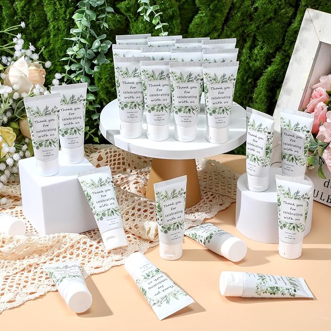 12 Pcs Mini Sunscreen Bulk for Summer Travel Size Spf 30 Water Resistant Sunscreen Lotion Bulk for Thank You Gifts Hawaiian Wedding Bridal Party Favors for Pool Wedding(Eucalyptus)