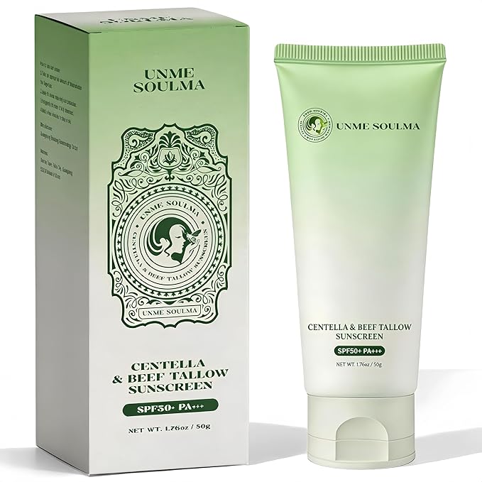 Centella Sunscreen SPF 50 | with Beef Tallow & Zinc Oxide Sun Protection, Skin Care & Moisturizing 3 in 1, Mineral Sunscreen for Face & Body, Non-Comedogenic, Vacation Travel Size (1.76oz / 50g)