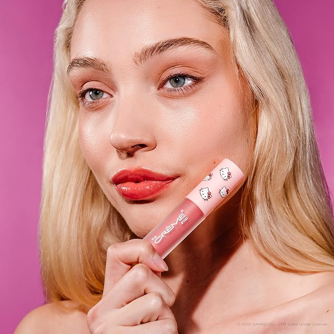 The Crème Shop x Hello Kitty | Kawaii Kiss Moisturizing Lip Oil - Strawberry | Ultra Hydrating Lip Moisturizer | Cool-Toned Mauve Pink Tinted Lip Gloss