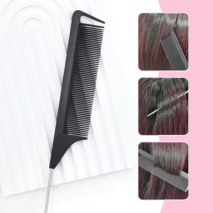 Quacc 3 PCS Hair Styling Tool Set Topsy Tail Hair Tools with Tail Comb (Black)