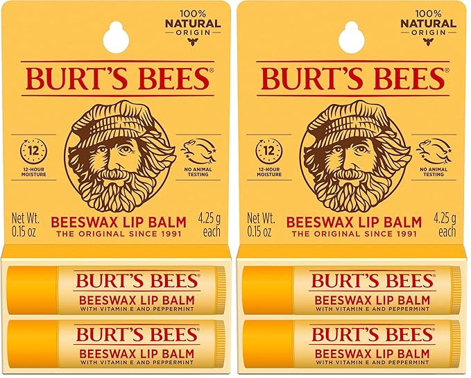 Burt's Bees Lip Balm Easter Basket Stuffers - Original Beeswax, Lip Moisturizer With Responsibly Sourced Beeswax, Tint-Free, Natural Conditioning Lip Treatment, 2 Tubes, 0.15 oz. (Pack of 2)