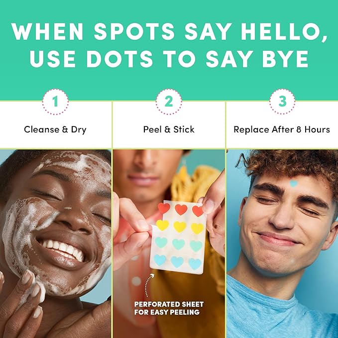 Dots for Spots Pimple Patches For Face - Fast Acting, Translucent Hydrocolloid Zit Patches that Unclog Pores Korean Skin Care, Hearts, 24 Patches