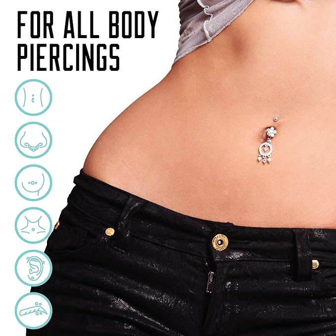 BASE LABORATORIES Piercing Aftercare Hypochlorous Acid Spray PRO - 8 OZ | Saline Solution Piercing Aftercare - Saline Spray for Ear Piercings, Bumps & Keloids | Ear, Nose, Belly - 2PK