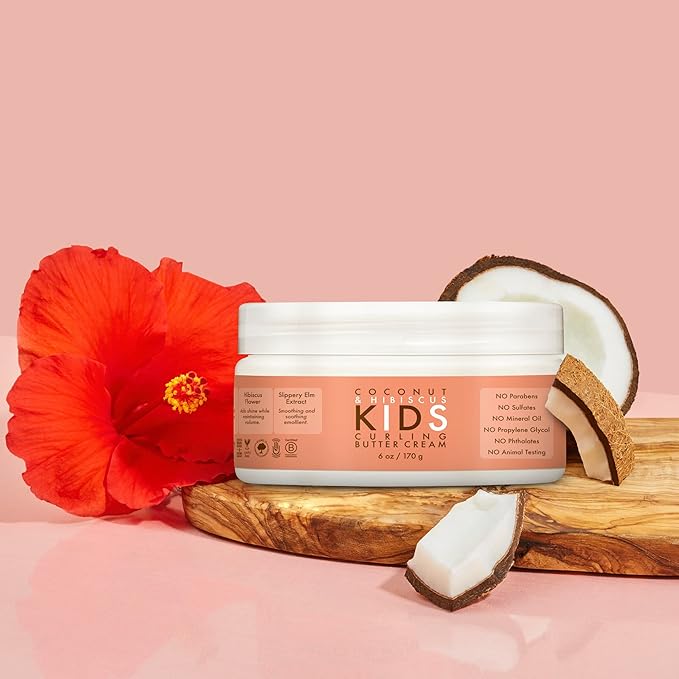 SheaMoisture Kids Curling Styling Cream For Curl Definition Coconut & Hibiscus Curl and Detangle Kids Hair 6 oz
