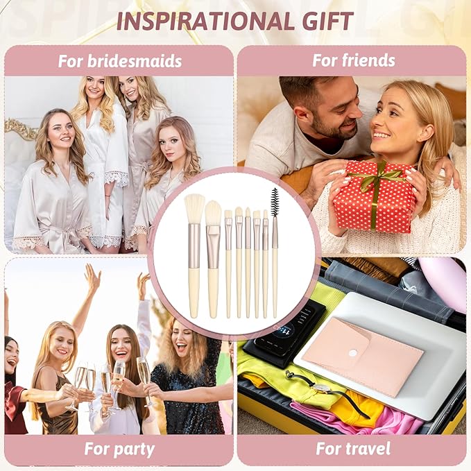 8 Sets Mini Makeup Brushes Bulk, Mini Makeup Brush Set for Bachelorette Party Favors Wedding Bridesmaid Proposal Gifts, Make up Brushes Include Face Eyeshadow Blush Eyebrow Liner Mascara