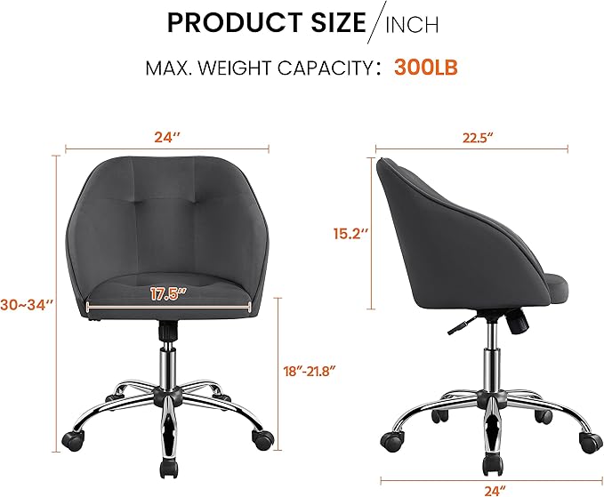 Yaheetech Office Chair Height Adjustable Mid Back Chair Swivel Large Seat Chairs Desk Chair Computer Chair on Wheels with Armrests