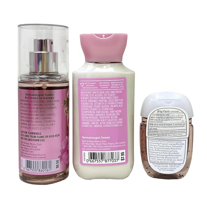 Bath & Body Works Sweet Pea You're Sweet Mini Gift Bag Trio - Fragrance Mist - Body Lotion and Hand Gel - with a Himalayan Salts Springs Sample Soap - Travel Size