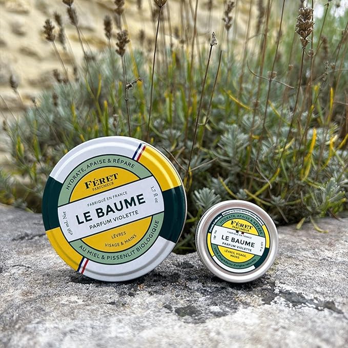 Feret Parfumeur Le Baume Multi-Purpose Balm – Deeply Hydrating Moisturizer for Dry Cracked Skin, Lips & Cuticles - Natural Lip Balm with Shea Butter & Honey -Made in France - Pack 2-50ml/1.7 Ounce