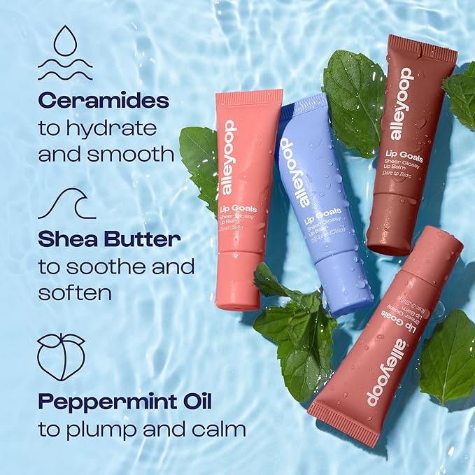 Alleyoop Lip Goals – Moisturizing Lip Balm for Women, Hydrating Lip Care for Dry Lips with Clean Vegan Ingredients, Everyday Treatment for Smooth, Soft, Nourished Lips, Sheer Rosy Brown