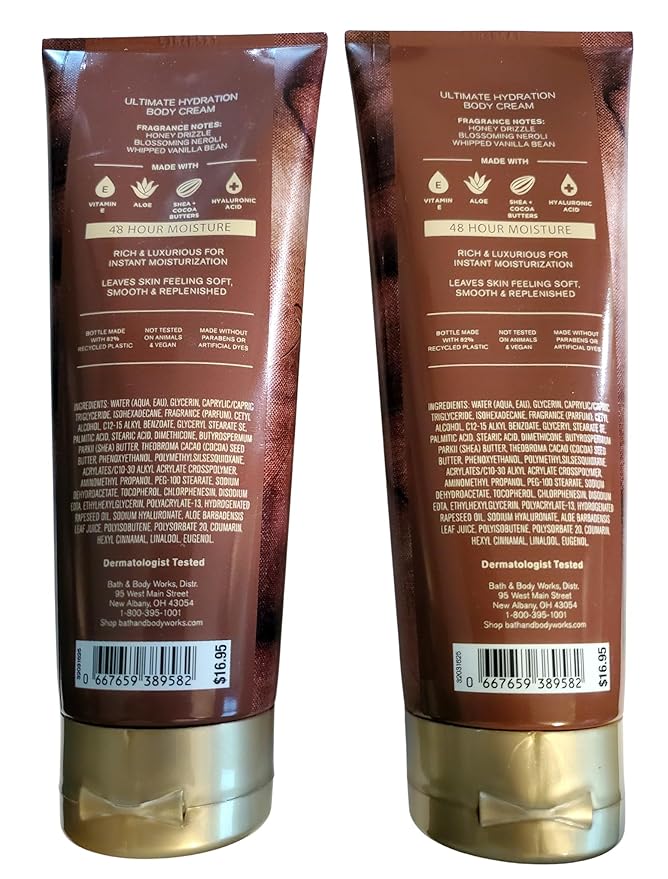 Bath & Body Works Whipped Honey & Vanilla Ultimate Hydration Body Cream 8 Ounces Pack of 2