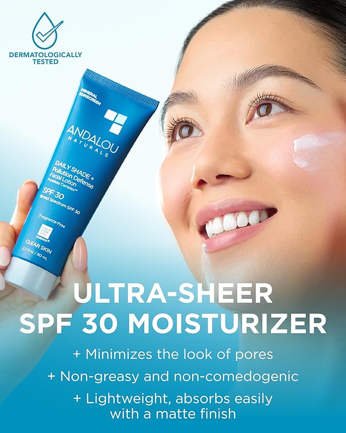 Andalou Naturals, Lotion Hydration Daily Shade Blue Light SPF 30, 2.7 Fl Oz