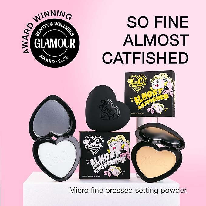 KimChiChic Beauty Almost Catfished Micro Pressed Powder - Brightening Under Eye Setting Powder, Reduces Dark Circles, No Flashback, That White Powder