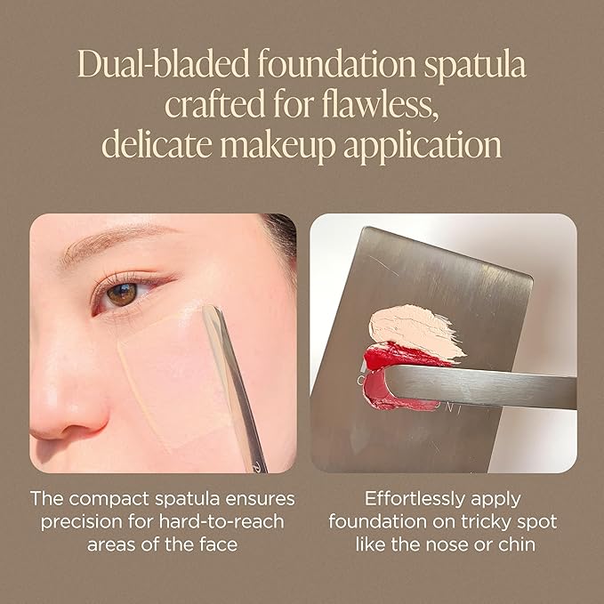 Piccasso Brush Makeup Spatula + Sponge 2P Set – Professional Makeup Tools with Precision Spatula and 2 Soft Sponges, Ideal for Blending Foundation, Cream, or Liquid Makeup, Genuine Korean Product