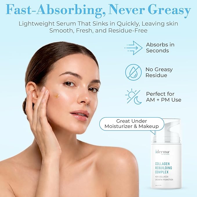 Collagen Rebuilding Complex – Deep Collagen Serum for Face Anti Aging, Skin Firming, Hydrating Night Serum with Green Tea, Panthenol, Magnesium & Ascorbyl Phosphate
