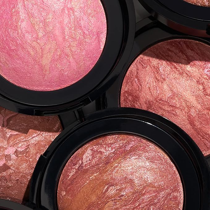 LAURA GELLER NEW YORK Baked Blush-n-Brighten Marbleized Blush + Angled Brush (02 Pink Buttercream, 47mm)
