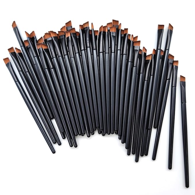 50 Pieces Angled Brow Brush, 4" Flat Slanted Premium Eyebrow Brush, Tint Brushes, Cosmetic Blending Brush, Eyeshadow Concealer Makeup Brush, Professional Precision Eye Beauty Cosmetic Tool for Women