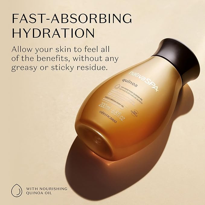 Nativa SPA by O Boticario Quinoa Hydrating Body Oil, Soft and Healthy Skin, 6.8 oz. (200 ml)