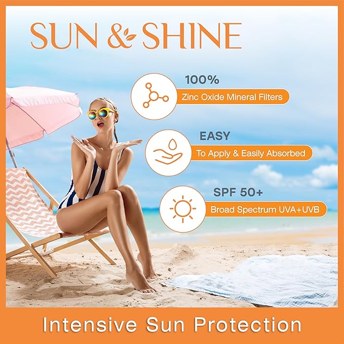 Sun & Shine clear Mineral zinc oxide STICK sunscreen SPF 50+ Sunscreen Face Stick | Vegan, Reef safe |sensitive skin Broad Spectrum Natural Sunscreen Fragrance free, Dermatologically tested