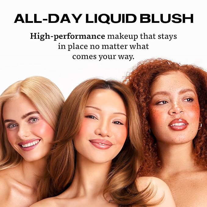 Sacheu Cheek STAY-N Liquid Blush for Cheeks — High Pigment, Buildable, Lightweight Cream Blush for Dewy & Radiant Flushed Cheeks — Long-lasting & Cruelty Free (I'm Cute)