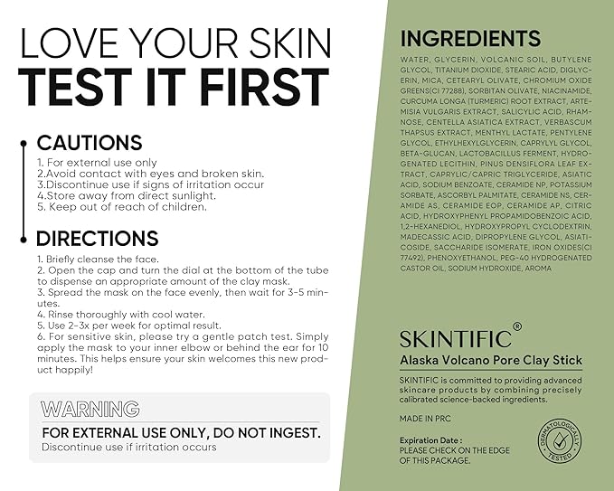 Mugwort Clay Stick Mask for Face, Redness Soothing & Breakout Control with Centella and Salicylic Acid, Gentle Exfoliating, Vegan Skincare, Wash-Off Facial Mud Mask