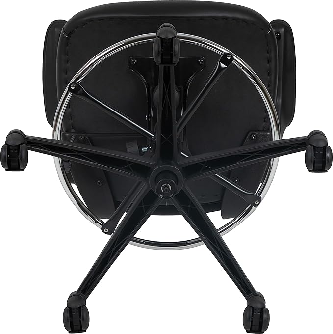 Flash Furniture Kelista Mid-Back Swivel Office Chair with Adjustable LeatherSoft Seat Height, Ergonomic Mesh Chair with Flip-Up Arms, Black
