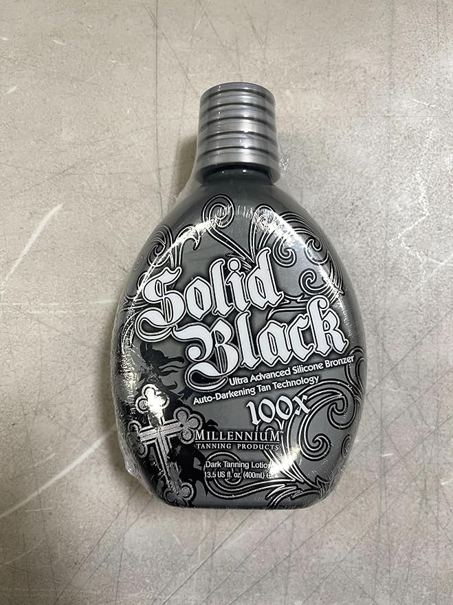 Millennium Tanning SOLID BLACK 100X Dark Tanning Lotion Indoor Outdoor Tan Enhancing Silicone Bronzer Tanning Bed Lotion 13.5 Fl oz (400 ml)
