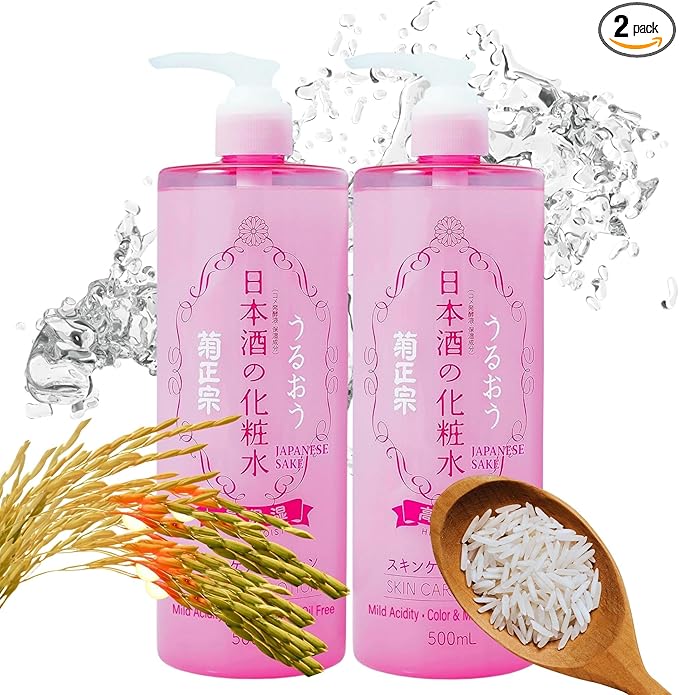 Kikumasamune 2-in-1 Face Toner + Full Body Lotion for Women, Natural Body Lotion for Dry Skin with Rice Extract, Amino Acids, Ceramides& Protein, Japanese Skin Care Lotion, HIGH MOIST, 16.9 Fl Oz, 2EA