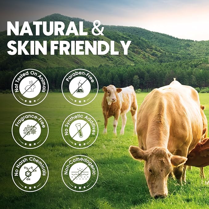 Beef Tallow for Skin, 100% Grass-Fed Whipped Beef Tallow and Honey Balm, Moisturizer for Face & Body, Natural Formula with Organic Jojoba Oil, Shea Butter for Dry, Sensitive Skin, 4 Oz