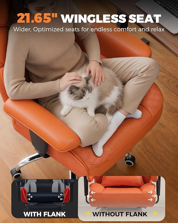 COMHOMA Big and Tall Office Chair with Upgrade Footrest, Heavy Duty Gaming Chair High Back Executive Chair with Spring Lumbar Support for Lower Back Pain Relief, 150°Reclining Adjustable Armrests