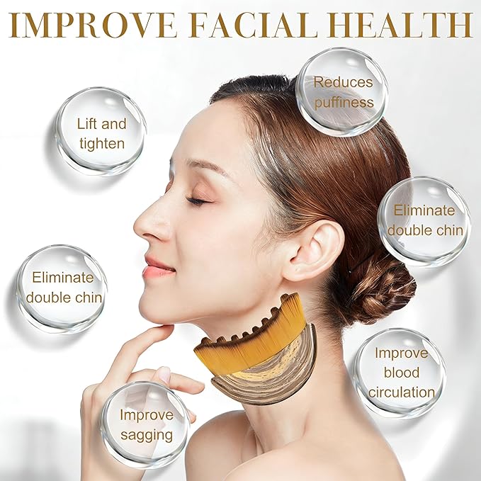 Lymphatic Contour Face Brush - Ultra-Soft Facial Dry Brush for Lymphatic Drainage & Jawline Sculpting, Gentle Face Massager Tool for Puffiness Reduction, Skin & Glowing Complexion