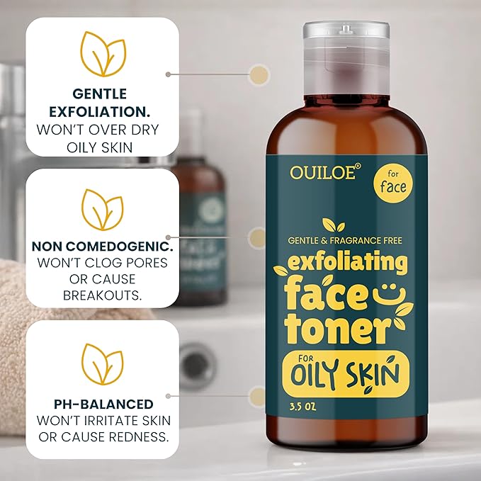 Non Comedogenic Face Toner for Oily Skin - Fragrance Free Pore Minimizer for Face - Safe for Acne Prone and Sensitive Skin - Non Irritating, pH Balanced, Gentle, 3.52 oz by Ouiloe