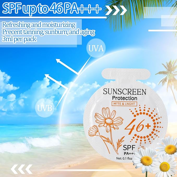 200 Pcs Sunscreen Bulk Mini Travel Size Sunscreen Packets SPF 46+ Summer Party Gifts for Women Girl
