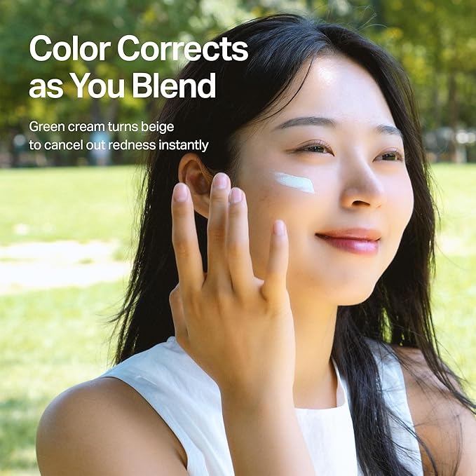 Meebak Cica Redness Color Correcting SPF 50 - Green to Beige CC Cream with Niacinamide and Centella - Neutralizes Redness for Fair-to-Medium Skin Tones - Korean Skincare