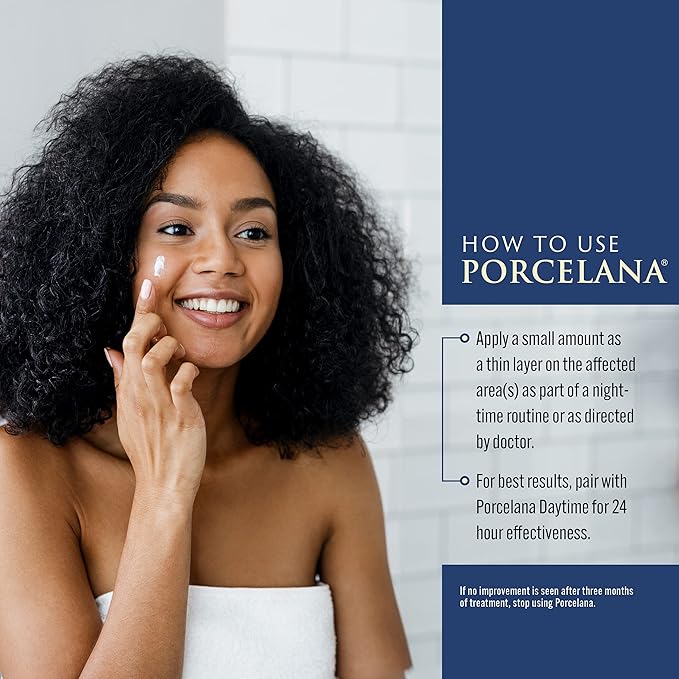 Porcelana Nighttime Hydration Cream Updated Formula - Fades Dark Spots & Evens Skin Tone - For Sun or Age Spots, Acne Scarring, Melasma & Other Discoloration - Moisturizer w/Vitamins & Antioxidants