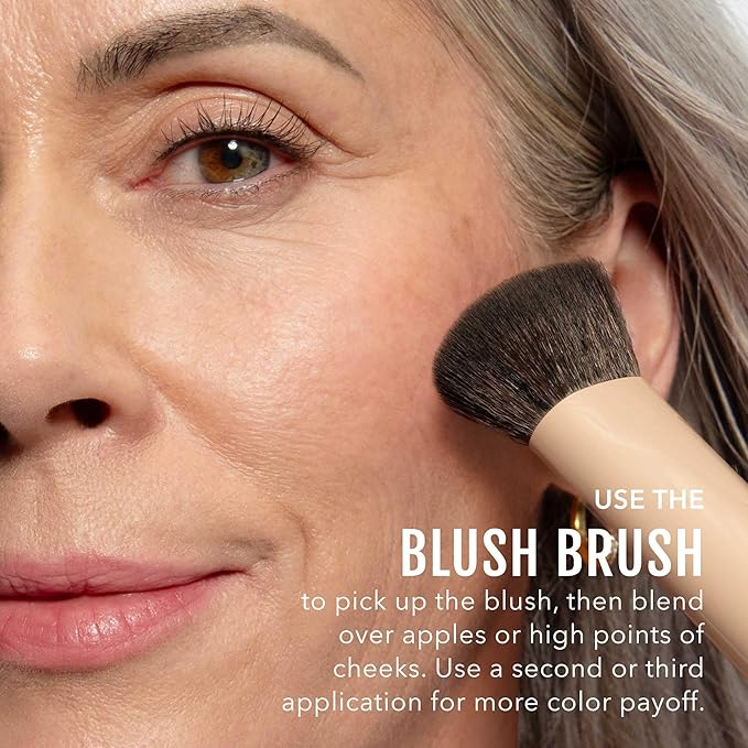 No Makeup Makeup Blush & Lip Duo with Blush Brush, Second-Skin Cream-Balm Formula Delivers a Long-Lasting Sheer Wash of Color, Buildable Coverage, Semi-Matte Finish, Includes Angled Brush, Plum