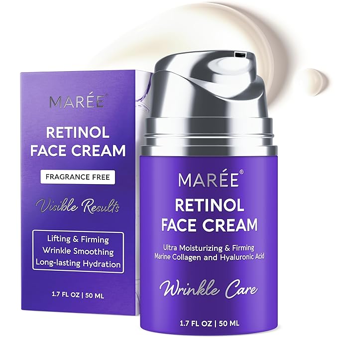 MAREE Face Moisturizer – Retinol Face Cream for Women Moisturizing with Collagen & Hyaluronic Acid – Day & Night Anti-Aging Facial Wrinkle DD Cream Moisturizer for Dry Skin – Crema Para la Cara