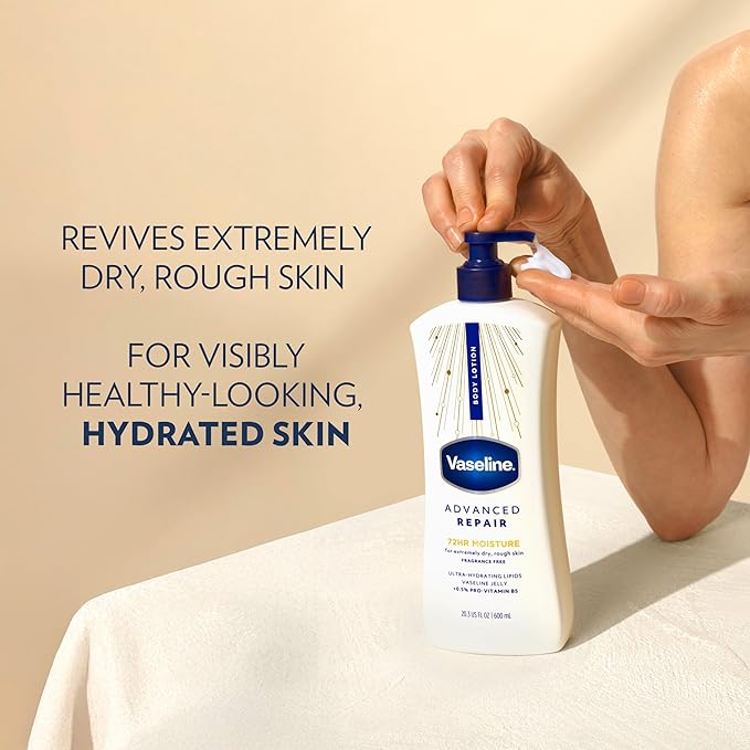 Vaseline Intensive Care Unscented Advanced Repair Body Lotion - Ultra-Hydrating with Lipids for Extremely Dry Skin, 20.3 oz, Pack of 3