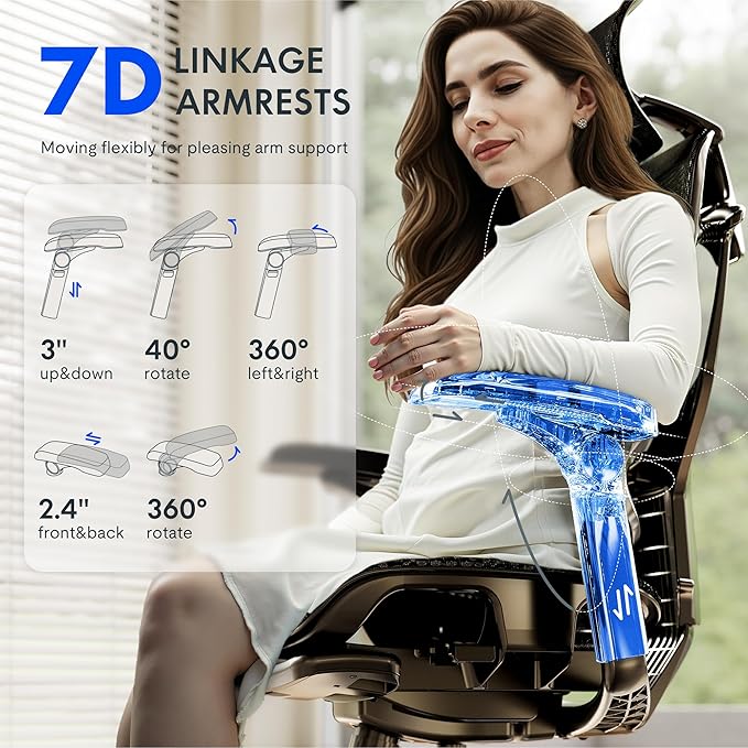 FLEXISPOT ErgoX-PRO Ergonomic Office Chair Black – AeroWeave 5.0 Mesh Seat, 5D Lumbar, 7D Armrests, 4D Headrest, 551LBS Capacity – Office, Gaming, Home