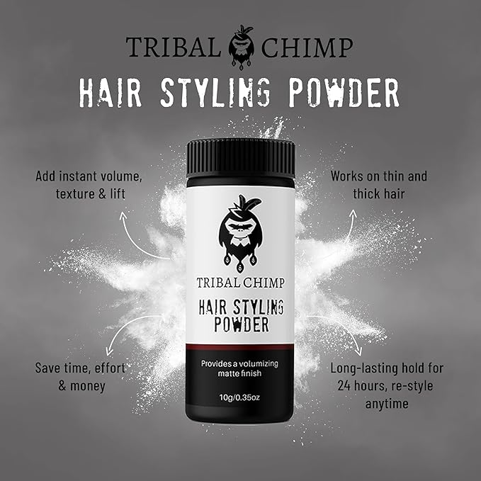 Tribal Chimp Hair Styling Powder for Men & Women – Hair Volumizer & Texture Powder for All Hair Types with Matte Finish – 24H Invisible Hold, Adds Volume & Texture, Non-Sticky and Smells Great – 10g