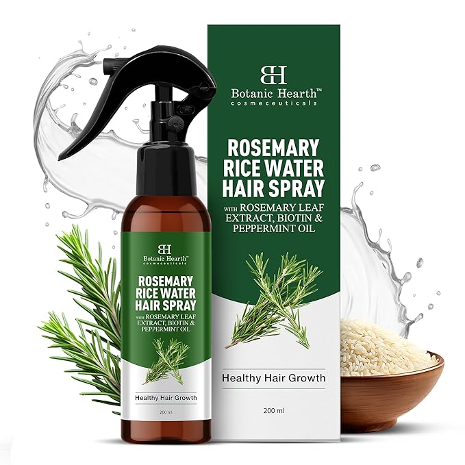 Botanic Hearth Rosemary Rice Water Spray 6.8 fl oz for Hair Growth– Korean Scalp Detox & Hydrating Hair Treatment for Thinning, Anti-Itch & Anti-Flake, Sulfate & Paraben Free
