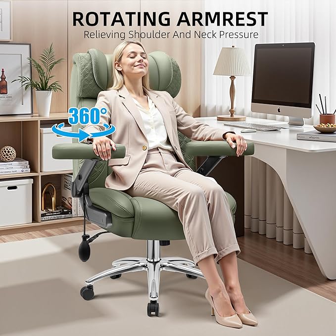 Big and Tall Office Chair, Desk Computer Chair for Heavy People, Oversized Executive Gaming Chair, Extra Wide 500LBS Ergonomic Comfy Office Chair with Adjustable Lumbar Support & 5D Flip Arms